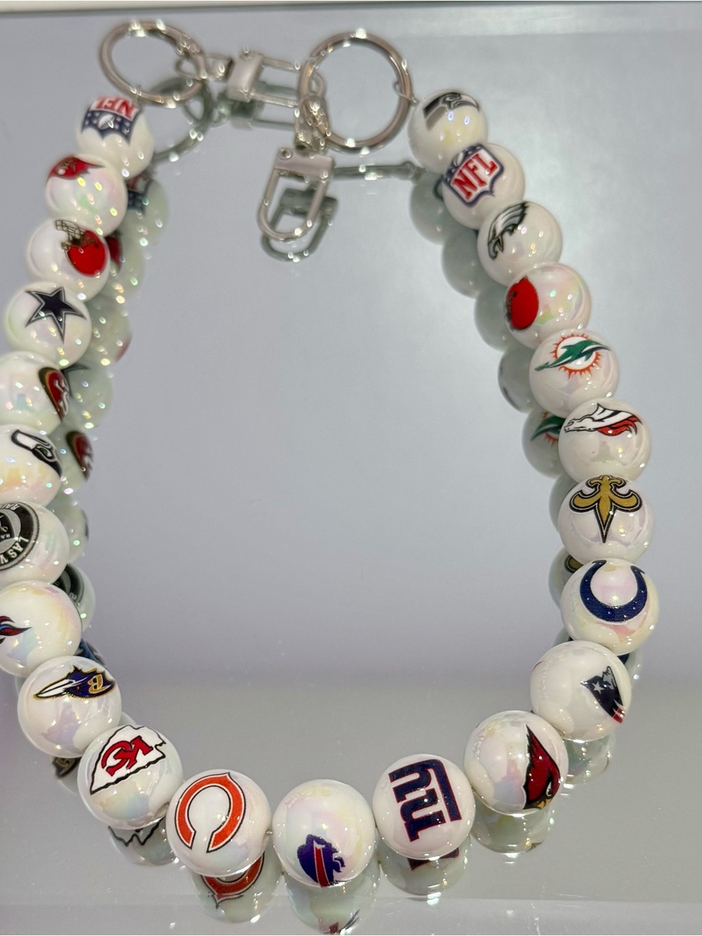 New White Team Bead Bag Chain 18 inches